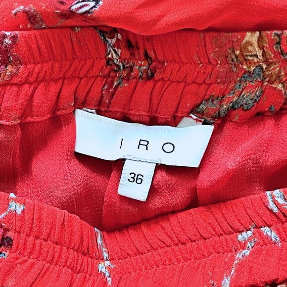 IRO Red Lilie Floral Print Asymmetric Mini Skirt Size 4 - Picture 6 of 11